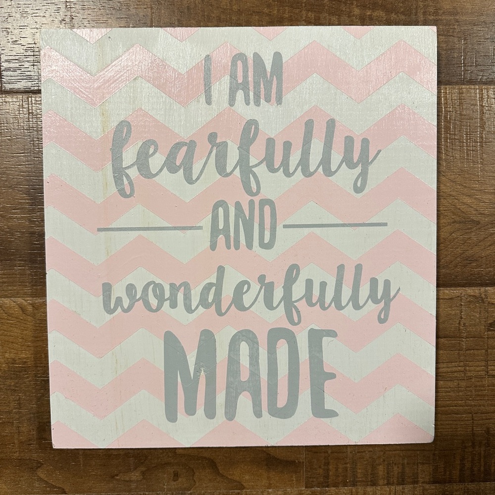 Wooden nursery sign Pink and White